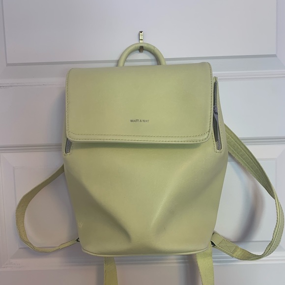 Matt & Nat VEGAN Leather Back Pack Pastel Yellow Eco Friendly Recycled Lining - Picture 1 of 8